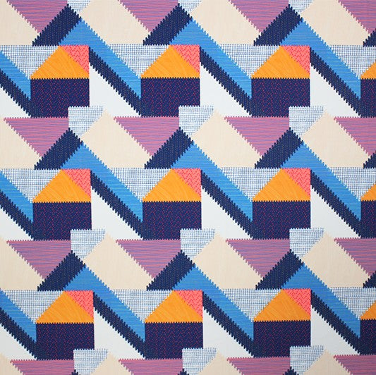 A flat sample of Quilted Tribal Printed Spandex available at Blue Moon fabrics.