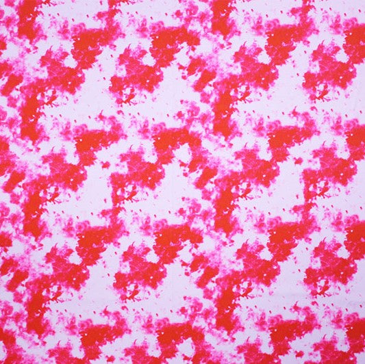 A flat sample of Pink Tie Dye Printed Spandex.