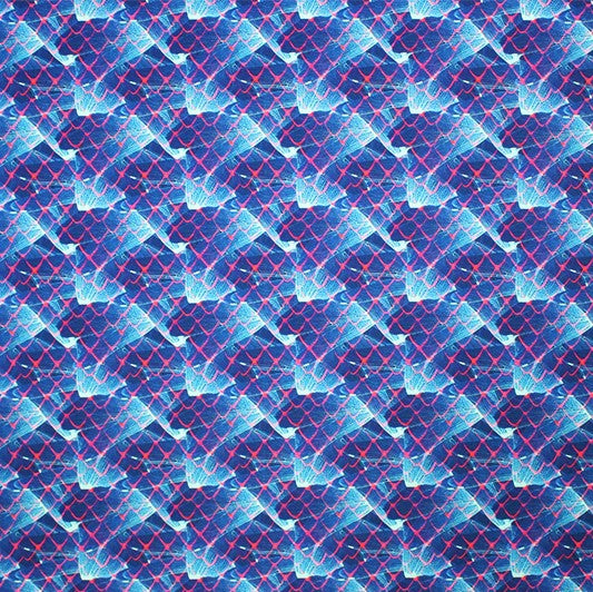 A flat sample of Net on Waves Printed Spandex.