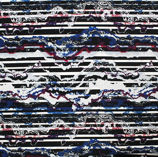 A flat sample of Distressed Stripes Printed Spandex.