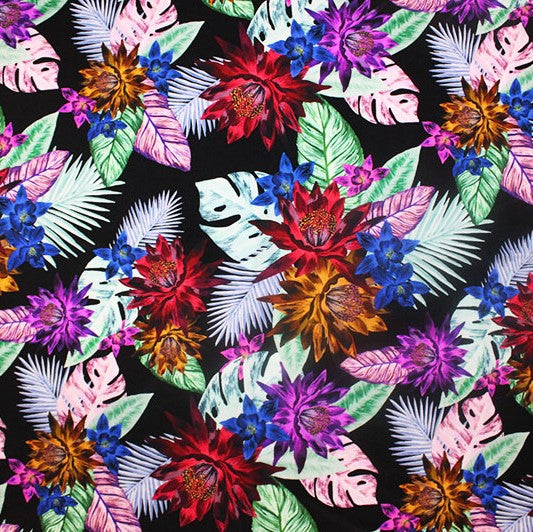 A flat sample of Floral Paradise Printed Spandex.