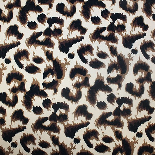 A flat sample of Soft Leopard Printed Spandex.