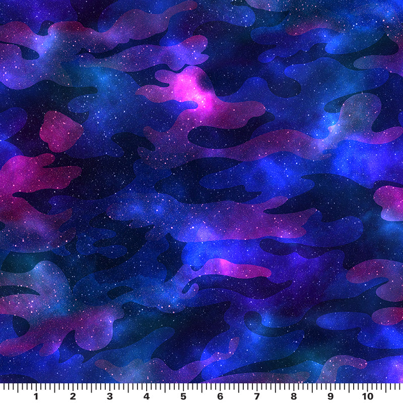 A flat sample of Twilight Camouflage Printed Spandex.