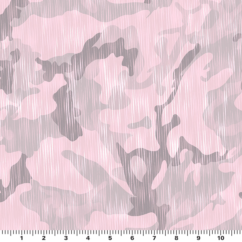 A flat sample of battle of the blush printed spandex.