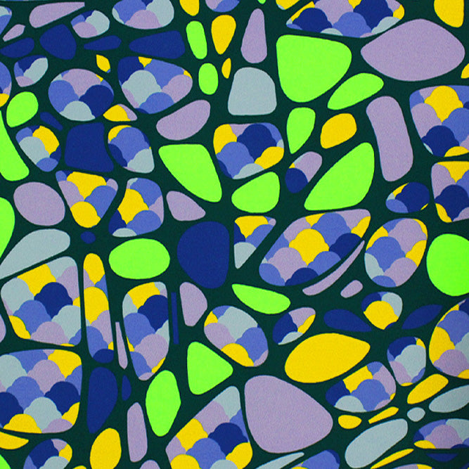 A flat sample of Neon Party Pebbles Printed Spandex Fabric in Multi Color