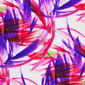 A flat sample of Brush Strokes Palm Leaves Printed Spandex Fabric in Multi Color