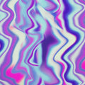 A flat sample of Iridescent Ripples Printed Spandex Fabric in Multi Color