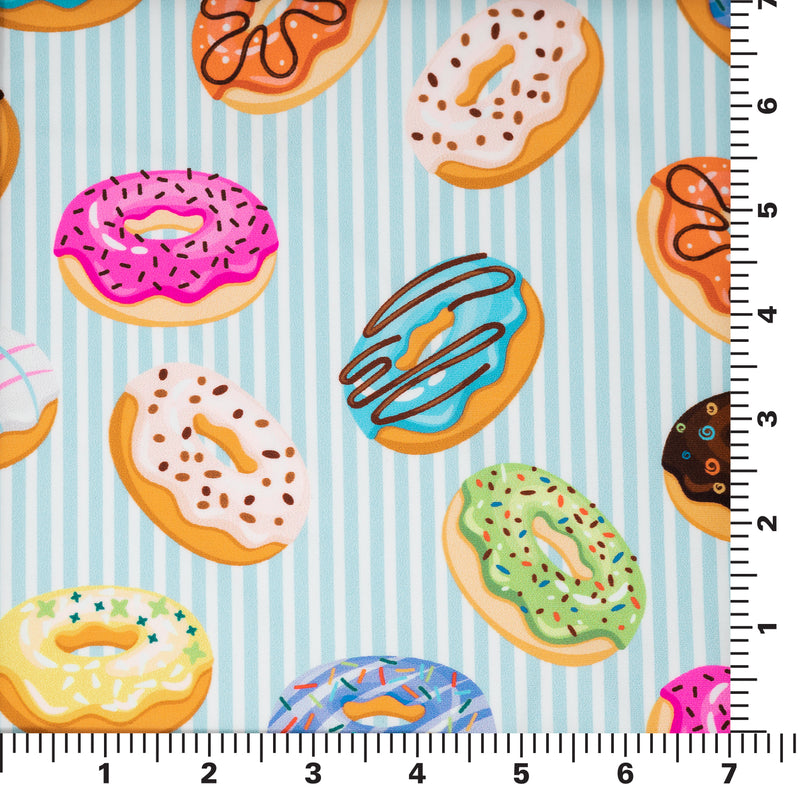 A measurement panel of Donuts on Stripes Printed Spandex