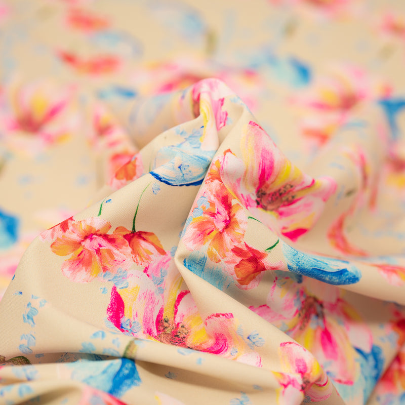 Detailed shot of Painterly Flowers Printed Spandex