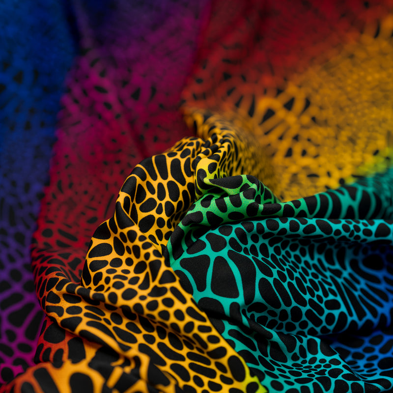 Detailed shot of Multicolor Safari Spots Printed Spandex