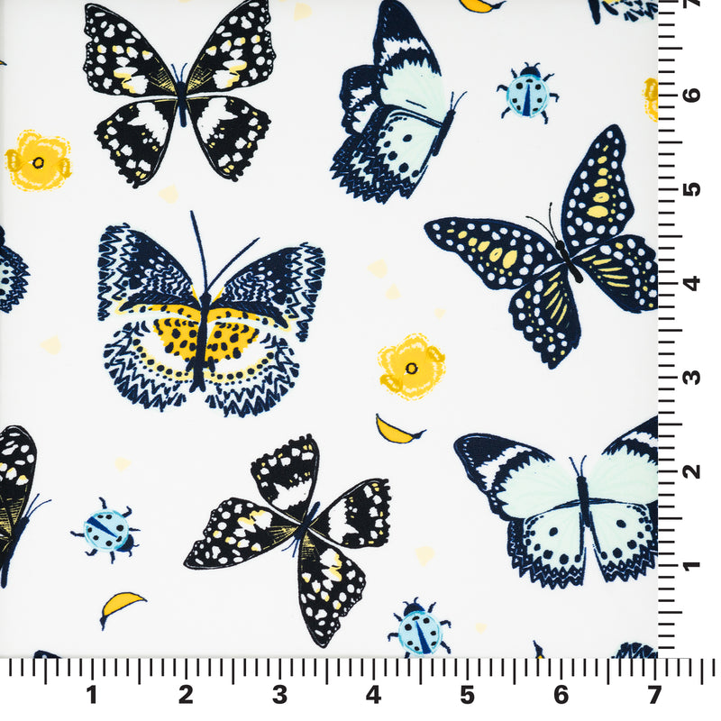 A measurement panel of Butterflies and Ladybugs Printed Spandex