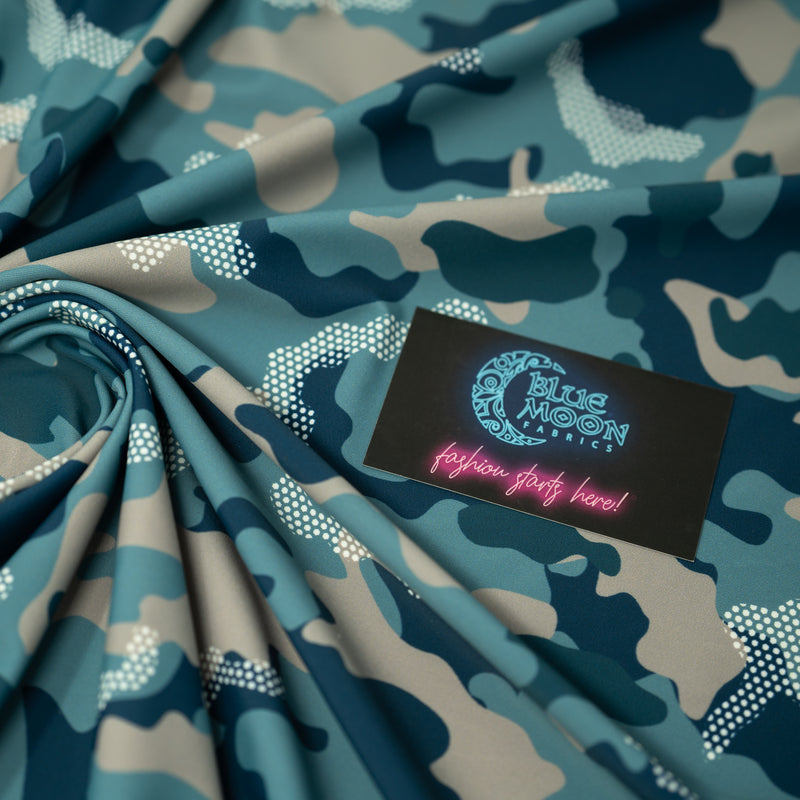 Fiji Camouflage Printed Spandex Fabric | Blue Moon Fabrics