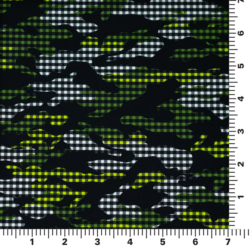 A measurement panel of Camouflage Plaid Printed Spandex