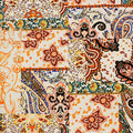 A flat sample of Persian Rug Patchwork Printed Spandex Fabric in Multi Color