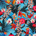 A flat sample of Hawaii Blooms Printed Spandex Fabric in Multi Color