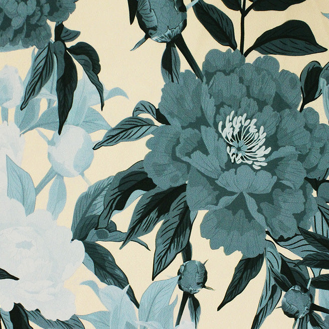 A flat sample of Giant Peonies Printed Spandex Fabric in Multi Color
