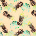 A flat sample of Polaroid Pineapples Printed Spandex Fabric in Multi Color