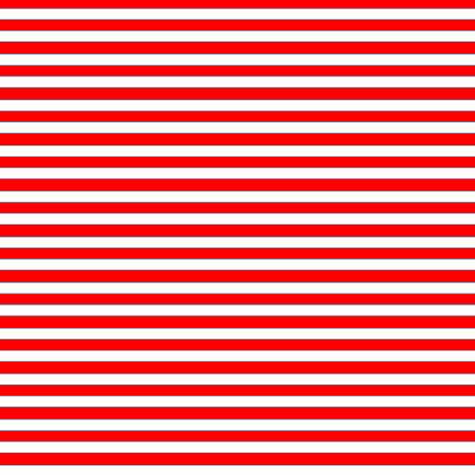 A flat sample of Striped Printed Spandex with quarter inch red and white stripes.