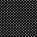 A flat sample of Polka Dots Printed Spandex with quarter inch white dots on a black background.