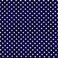 A flat sample of Polka Dots Printed Spandex with quarter inch white dots on a navy background.
