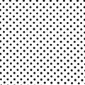 A flat sample of Polka Dots Printed Spandex with quarter inch black dots on a white background.