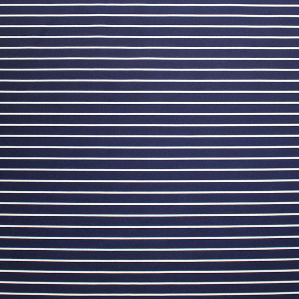 A flat sample of Striped Navy White Printed Spandex.