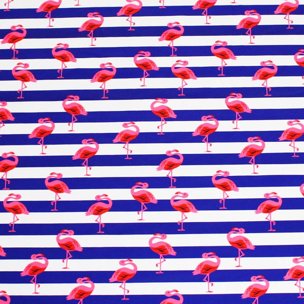 A flat sample of Flamingo Striped Printed Spandex.