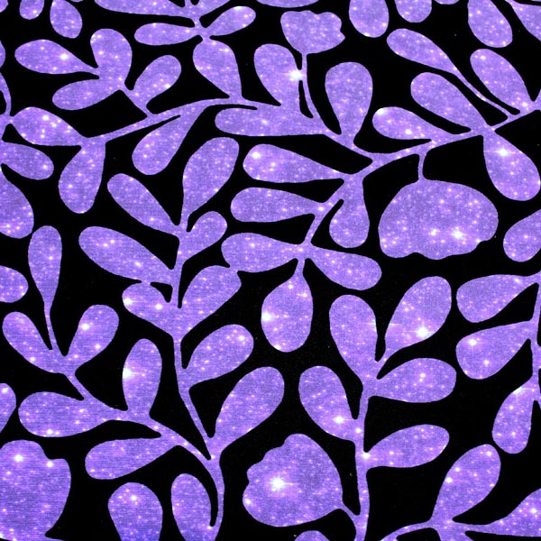A flat sample of Purple Twinkle Printed Spandex.