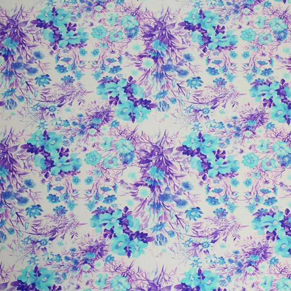 A flat sample of Bunches of Flowers Printed Spandex.