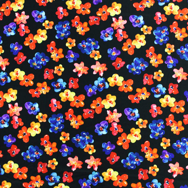 A flat sample of Blooms In The Night Printed Spandex.