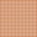 A flat sample of Gingham Printed Spandex with quarter inch squares in the colors Copper and White.