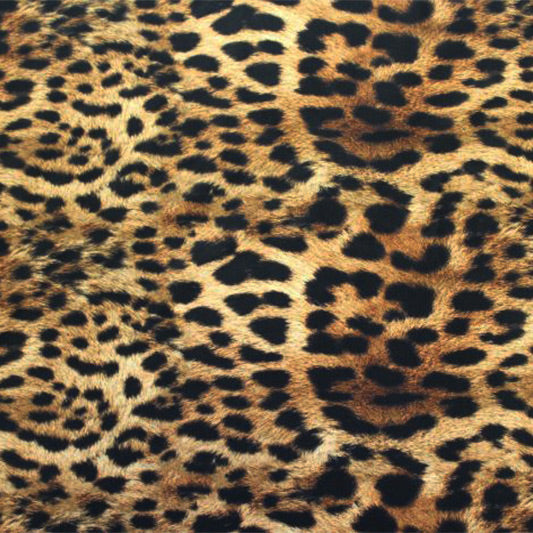 A flat sample of Leopard Spotted Safari Printed Spandex.