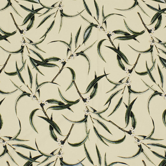 A flat sample of Eucalyptus Branches Printed Spandex.