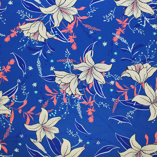 A flat sample of Vanilla Lillie's in Nature Printed Spandex.