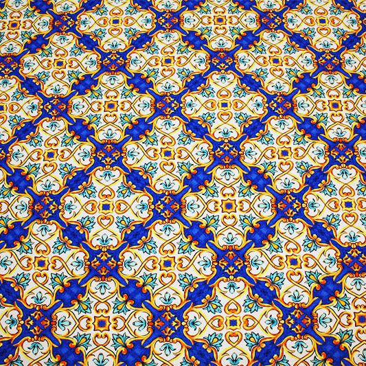 A flat sample of Royal Tiles Printed Spandex.
