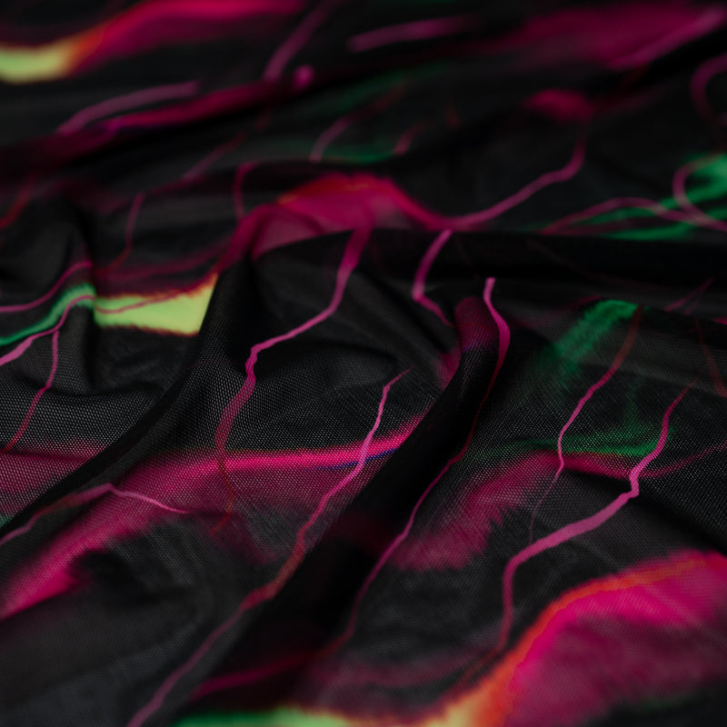 Detailed shot of Neon Northern Lights Printed Power Mesh