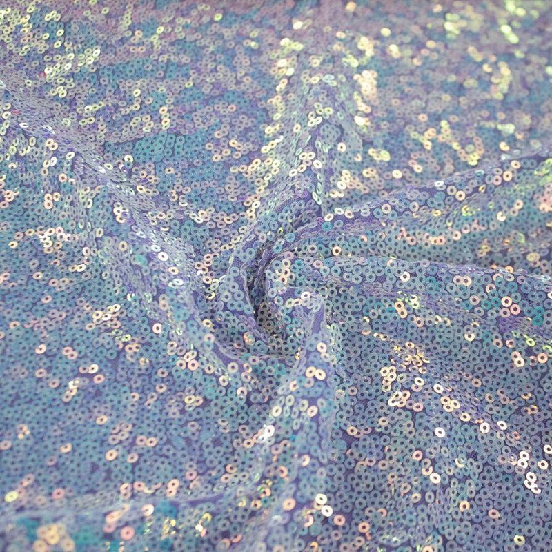 A swirled sample of opulence stretch mesh sequin in the color viola.