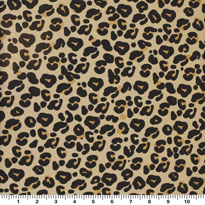 Cream Leopard Printed Power Mesh Fabric | Blue Moon Fabrics