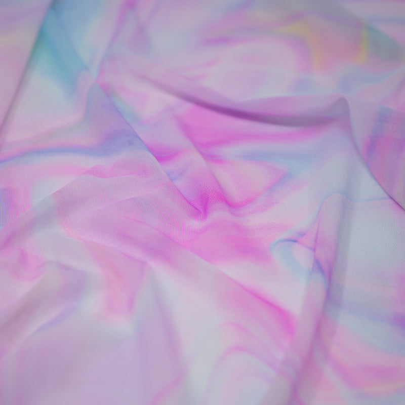 A crumpled piece of Pastel Dreams Printed Power Mesh