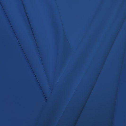 A pleated piece of performance nylon spandex fabric in the color blue bird.