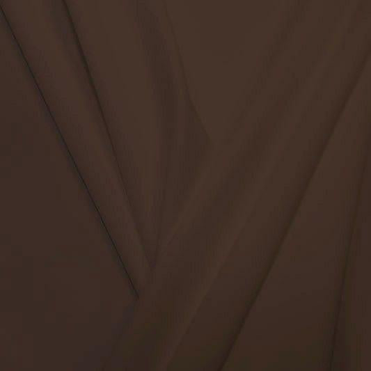 A pleated piece of performance nylon spandex fabric in the color chocolate.