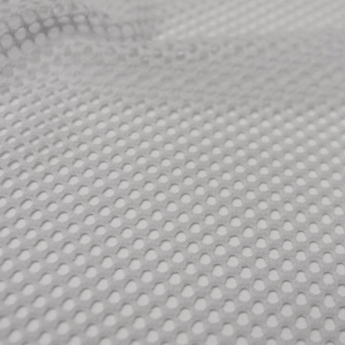 A swirled sample of pop mesh stretch netting in the color white.