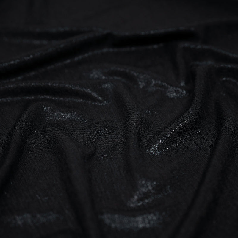 Detailed shot of Posh Titanium Foiled Slinky Jacquard in the color Black-Black