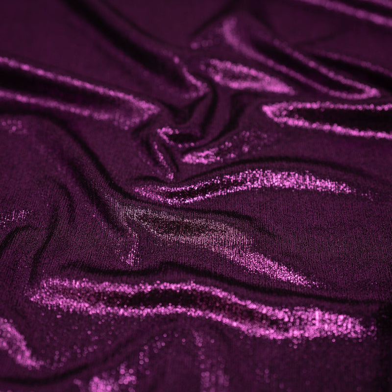 Detailed shot of Posh Titanium Foiled Slinky Jacquard in the color Black-Fuchsia