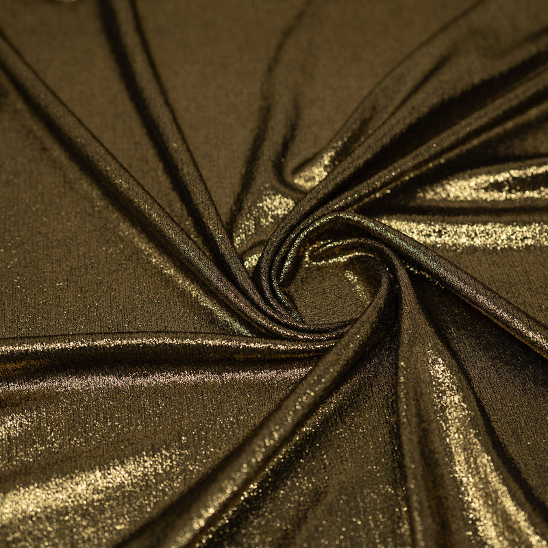 Swirled sample shot of Posh Titanium Foiled Slinky Jacquard in the color Black-Gold
