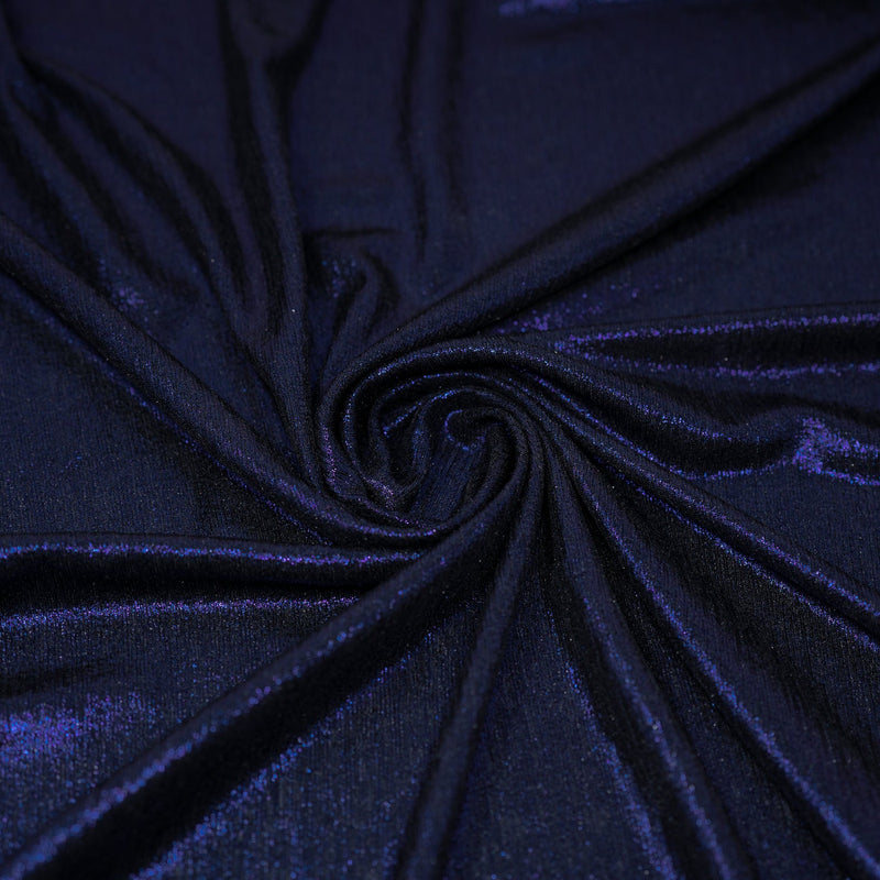 Swirled sample shot of Posh Titanium Foiled Slinky Jacquard in the color Black-Royal