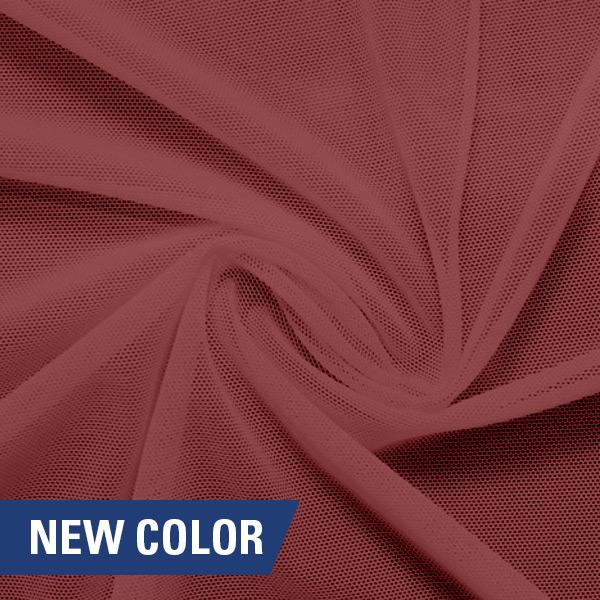 A swirled piece of nylon spandex power mesh in the color cerulean.