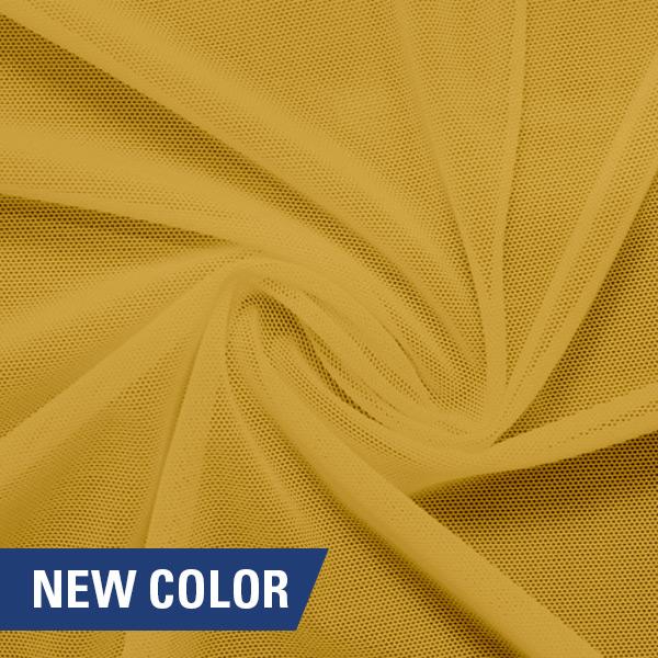 A swirled piece of nylon spandex power mesh in the color duckling.