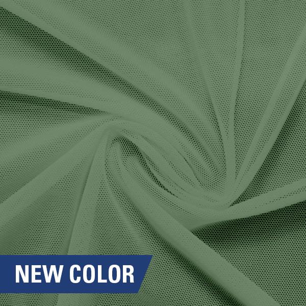 A swirled piece of nylon spandex power mesh in the color garden paradise.
