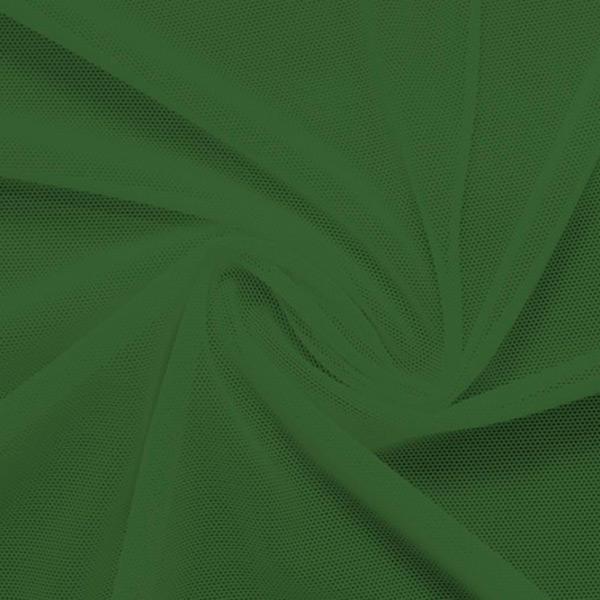 A swirled piece of nylon spandex power mesh in the color moss.